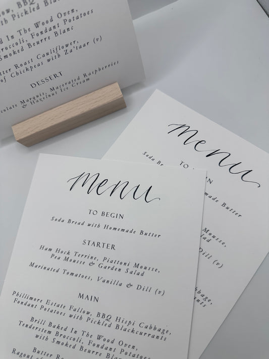 Calligraphy Title Menu Sign with | Printed Personalised Wedding Menu Sign