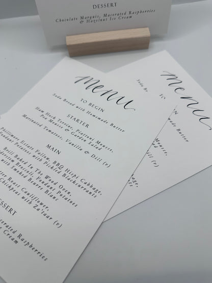 Calligraphy Title Menu Sign with | Printed Personalised Wedding Menu Sign