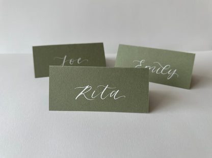 green colour place card, eco-friendly place cards, sustainable place card, green-themed seating cards, natural place card, green hue name tags, earthy place cards, environmentally friendly place cards, green shade escort cards, green-toned table cards
