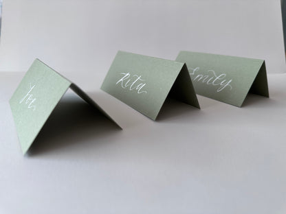 green colour place card, eco-friendly place cards, sustainable place card, green-themed seating cards, natural place card, green hue name tags, earthy place cards, environmentally friendly place cards, green shade escort cards, green-toned table cards
