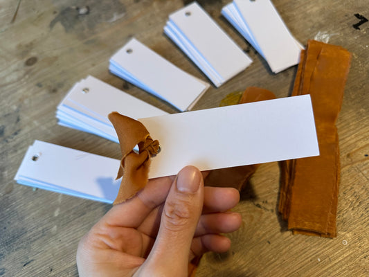 25 BLANK Ochre Orange Ribbon Place Card with Eyelet | DIY Wedding Dinner Party Place Card, Write Your Own Place Setting