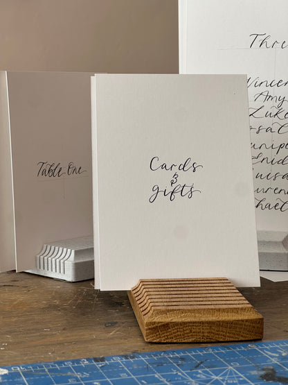 CUSTOM WHITE Calligraphy Wedding Sign | A5 A6 A7 Calligraphy Wedding Card Sign, Present Sign, Thank you sign