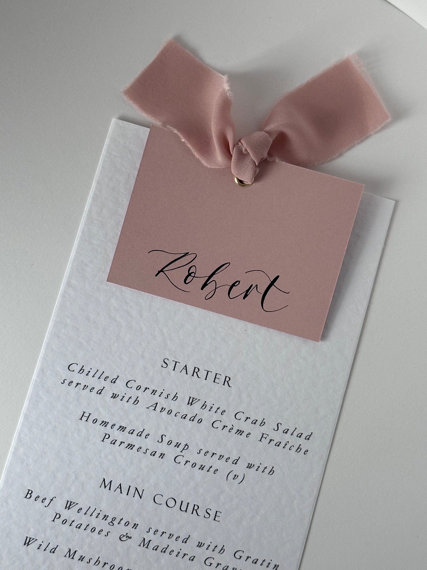 Menu Card with Colour Place Name | Ribbon Place Card Menu | Calligraphy Wedding Place Name Menu Card
