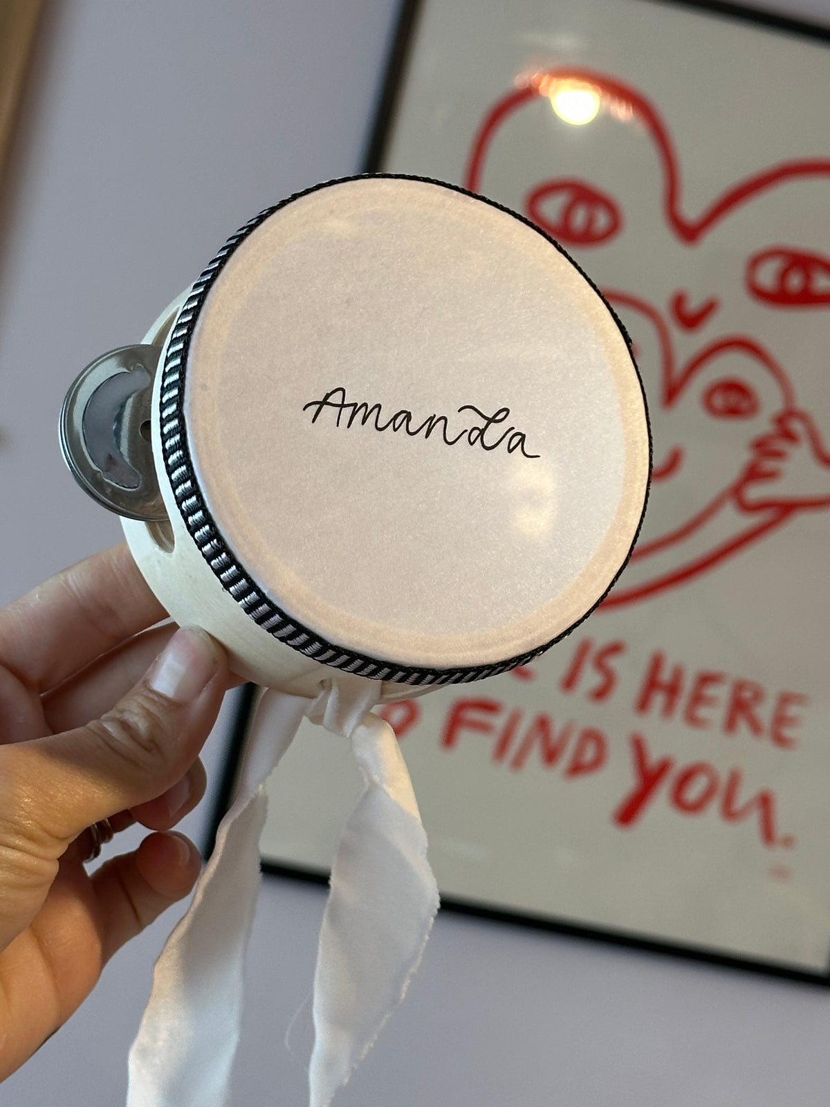 Handwritten Calligraphy Tambourine Place Cards | Personalised Wedding Tambourine Name Favour | 20% off over 100qty