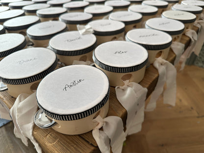 Handwritten Calligraphy Tambourine Place Cards | Personalised Wedding Tambourine Name Favour | 20% off over 100qty