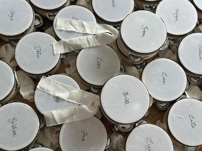 Handwritten Calligraphy Tambourine Place Cards | Personalised Wedding Tambourine Name Favour | 20% off over 100qty