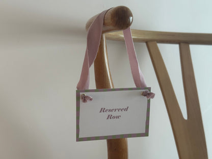 Colourful Contrast Stripe Wedding Reserved Chair Sign | A7 Fun Striped Rainbow Maximalist Wedding Printed Wedding Reserved Sign Card | Gold or Silver Eyelet