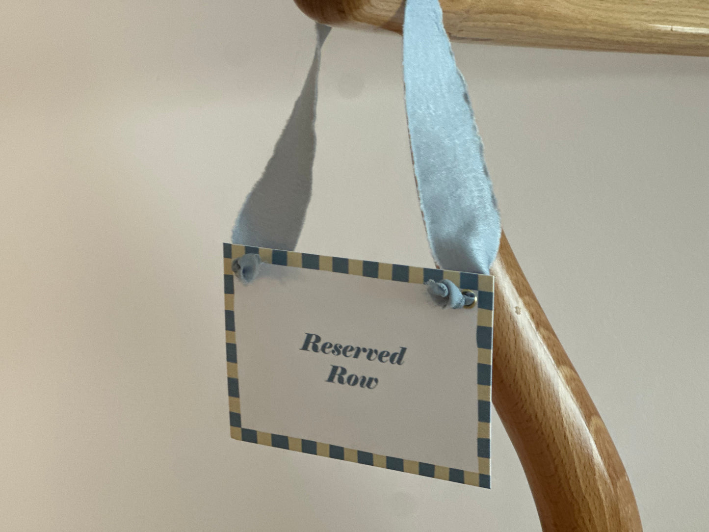Colourful Contrast Stripe Wedding Reserved Chair Sign | A7 Fun Striped Rainbow Maximalist Wedding Printed Wedding Reserved Sign Card | Gold or Silver Eyelet