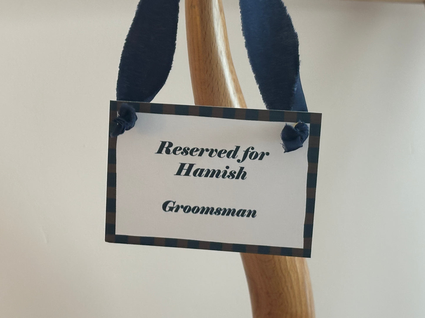 Colourful Contrast Stripe Wedding Reserved Chair Sign | A7 Fun Striped Rainbow Maximalist Wedding Printed Wedding Reserved Sign Card | Gold or Silver Eyelet