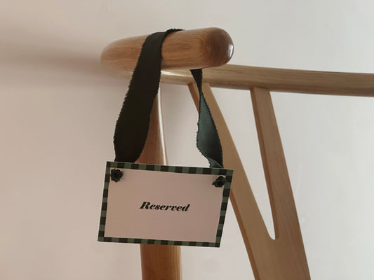 Colourful Contrast Stripe Wedding Reserved Chair Sign | A7 Fun Striped Rainbow Maximalist Wedding Printed Wedding Reserved Sign Card | Gold or Silver Eyelet