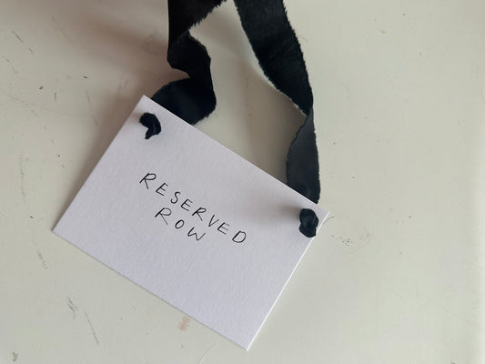 BLACK Chiffon Ribbon Minimal Wedding Reserved Chair Sign | A7 Handwritten Wedding Reserved Sign Card | Gold or Silver Eyelet