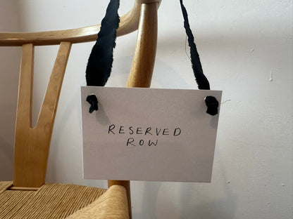 BLACK Chiffon Ribbon Minimal Wedding Reserved Chair Sign | A7 Handwritten Wedding Reserved Sign Card | Gold or Silver Eyelet