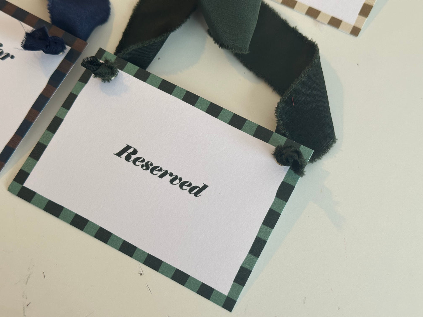 Colourful Contrast Stripe Wedding Reserved Chair Sign | A7 Fun Striped Rainbow Maximalist Wedding Printed Wedding Reserved Sign Card | Gold or Silver Eyelet