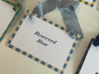 Colourful Contrast Stripe Wedding Reserved Chair Sign | A7 Fun Striped Rainbow Maximalist Wedding Printed Wedding Reserved Sign Card | Gold or Silver Eyelet