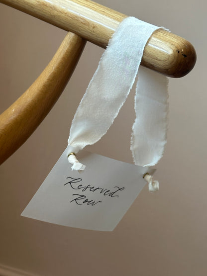 Custom Ribbon Calligraphy Wedding Reserved Chair Sign | A7 Vellum Reserved Sign with Your Choice of Ribbon