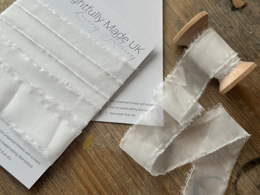 White Organza Bouquet & Styling Ribbon | Frayed Edge Wedding Ribbon