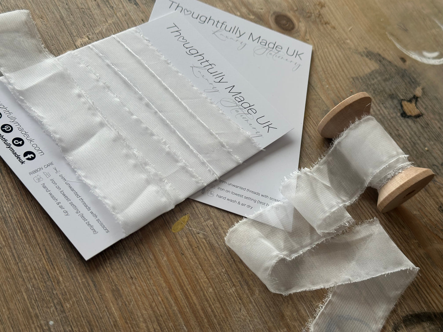White Organza Bouquet & Styling Ribbon | Frayed Edge Wedding Ribbon