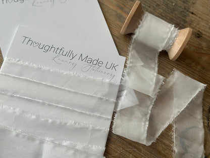 White Organza Bouquet & Styling Ribbon | Frayed Edge Wedding Ribbon