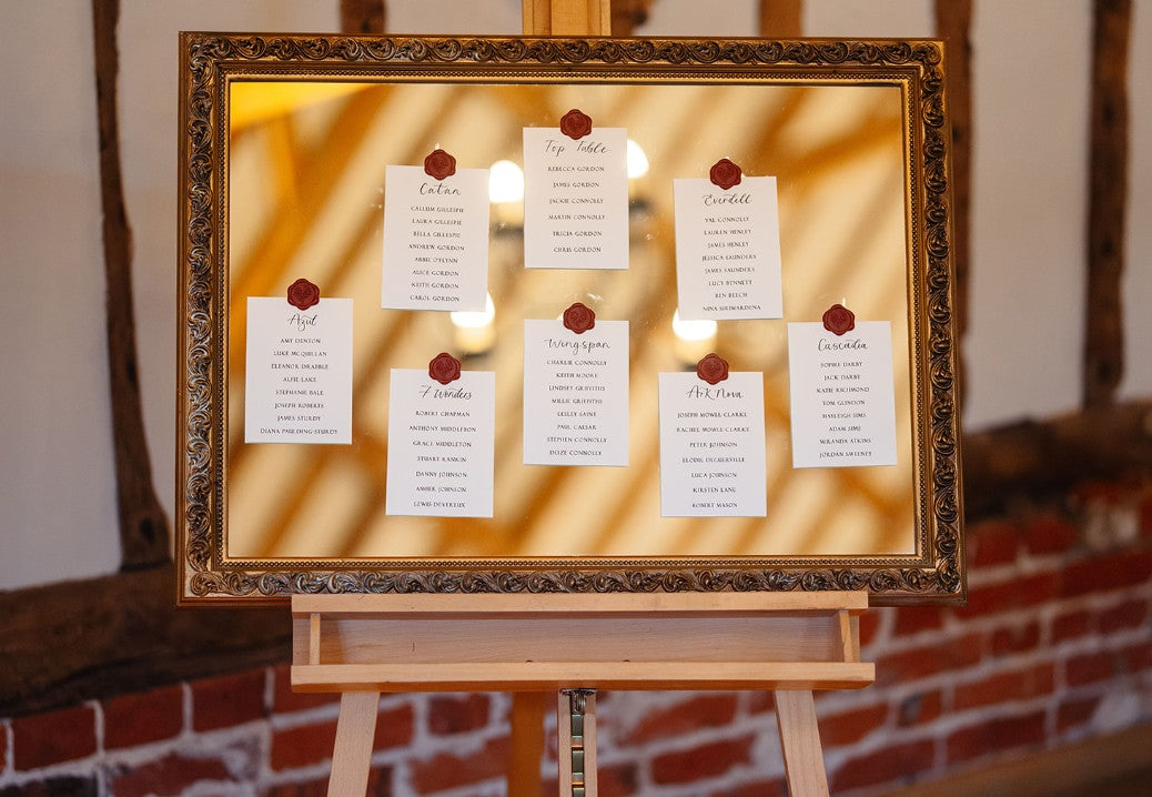 Calligraphy Title Wedding Table Plan Cards | A5 Personalised Printed Seating Chart Signs