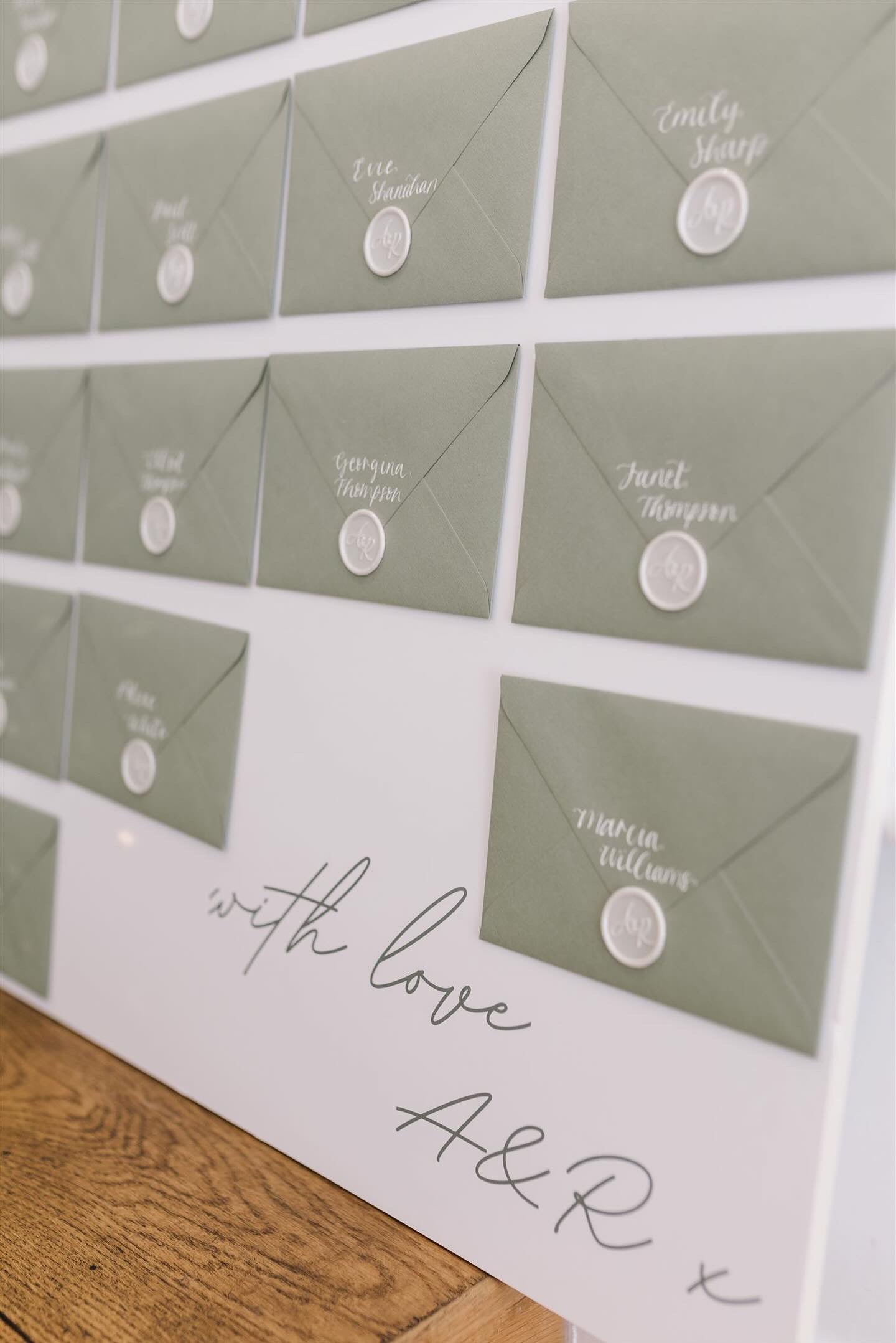 Custom Colour Calligraphy Envelope Place Cards  | Wedding Letter Place Setting