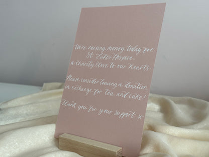 Colourful Custom Calligraphy Wedding Sign | Personalised Cards & Gifts / In Loving Memory A5 A6 Sign