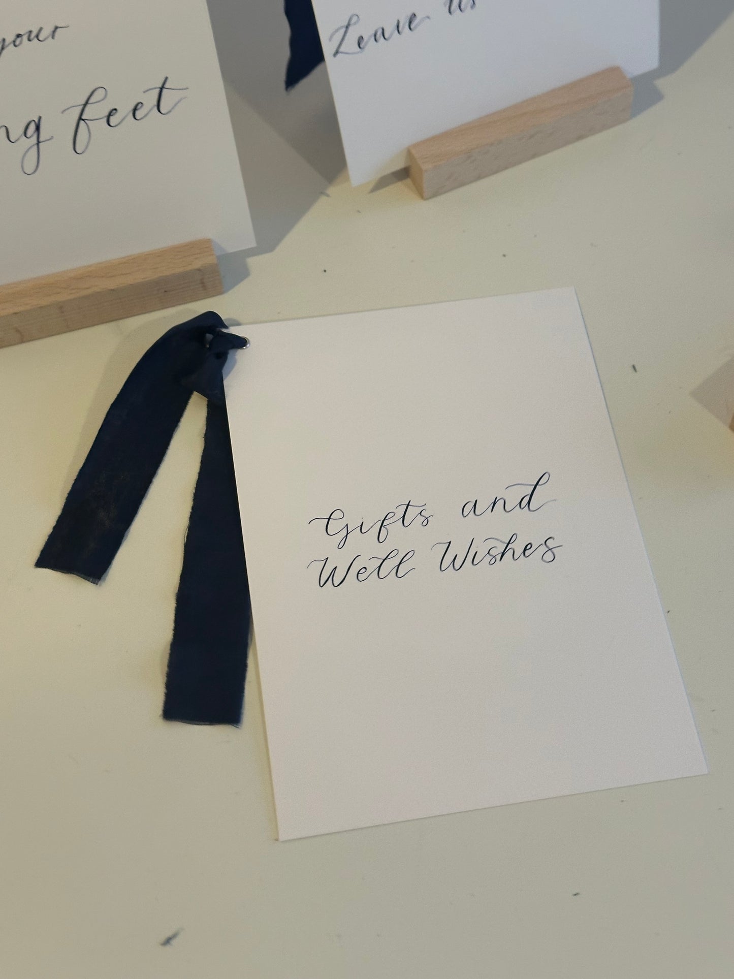 Neutral Custom Ribbon Calligraphy Wedding Sign | Personalised Cards & Gifts / In Loving Memory A5 A6 Sign