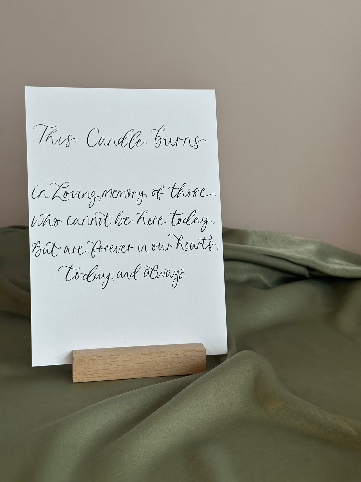 Neutral Custom Calligraphy Wedding Sign | Personalised Cards & Gifts / In Loving Memory A5 A6 Sign