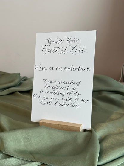 Neutral Custom Calligraphy Wedding Sign | Personalised Cards & Gifts / In Loving Memory A5 A6 Sign