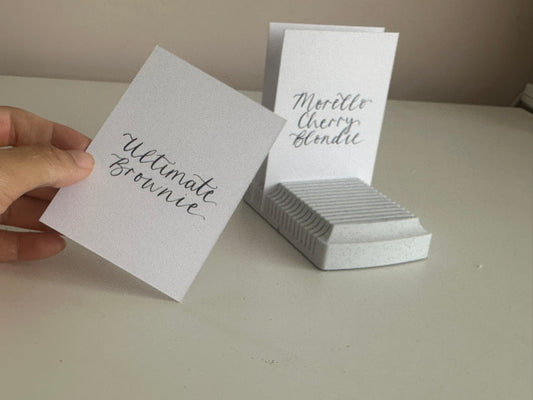 CUSTOM WHITE Calligraphy Wedding Sign | A5 A6 A7 Calligraphy Wedding Card Sign, Present Sign, Thank you sign