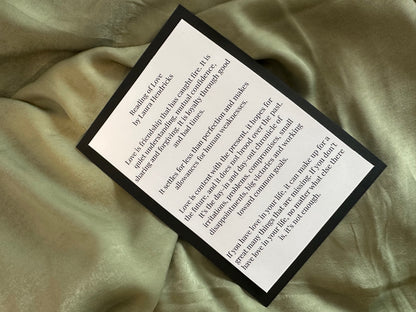 Mounted Printed Wedding Vows or Reading Card | White Card Colour Mount Printed Calligraphy Ceremony Vow Reading Card | Ceremony Reading Sign, Vow Sign