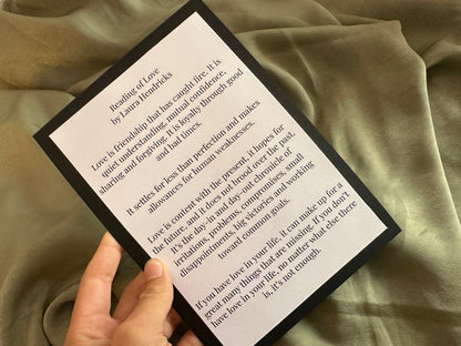 Mounted Printed Wedding Vows or Reading Card | White Card Colour Mount Printed Calligraphy Ceremony Vow Reading Card | Ceremony Reading Sign, Vow Sign