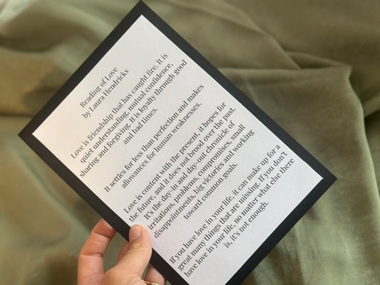 Mounted Printed Wedding Vows or Reading Card | White Card Colour Mount Printed Calligraphy Ceremony Vow Reading Card | Ceremony Reading Sign, Vow Sign
