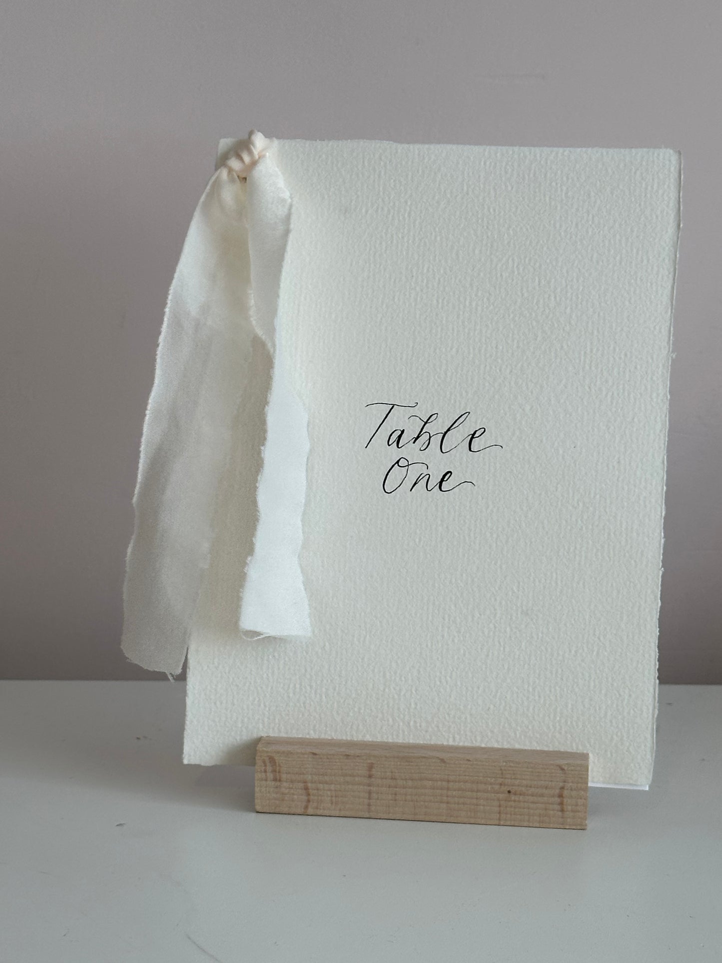 HANDMADE PAPER Ribbon Calligraphy Table Number / Table Name Card | A4 A5 A6 Calligraphy Wedding Table Number / Table Name Card with ribbon
