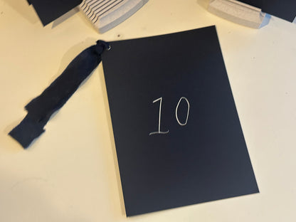 Dark Custom Ribbon Calligraphy Table Name & Number  | Personalised Wedding A5 A6 Sign
