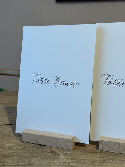 Neutral Custom Calligraphy Table Name & Number  | Personalised Wedding A4 A5 A6 Sign
