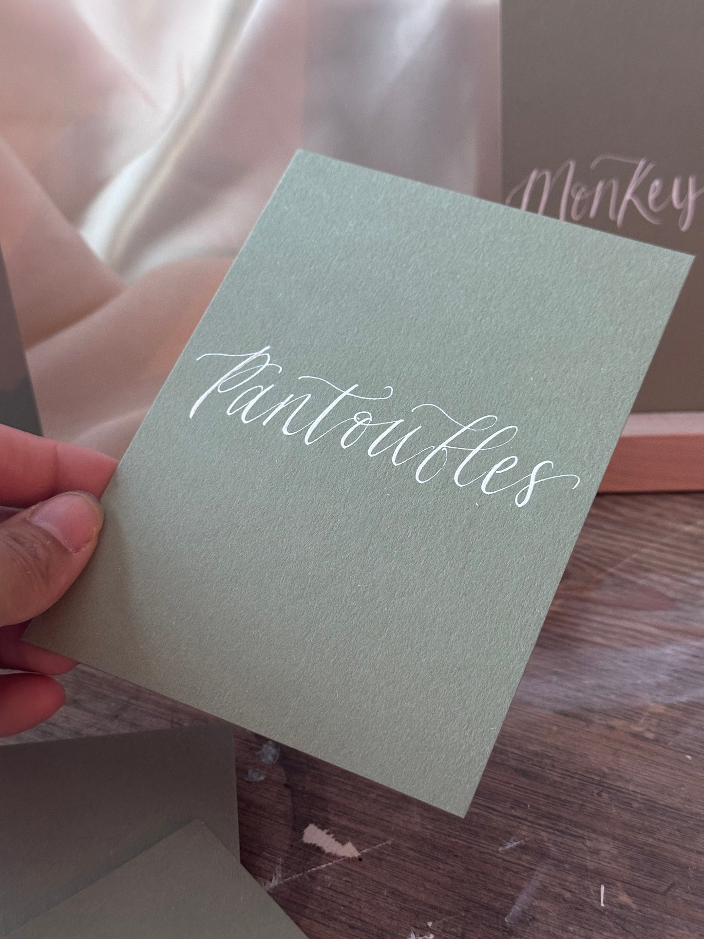 CUSTOM EUCALYPTUS Calligraphy Wedding Sign | A5 A6 A7 Calligraphy Wedding Card Sign, Present Sign, Thank you sign