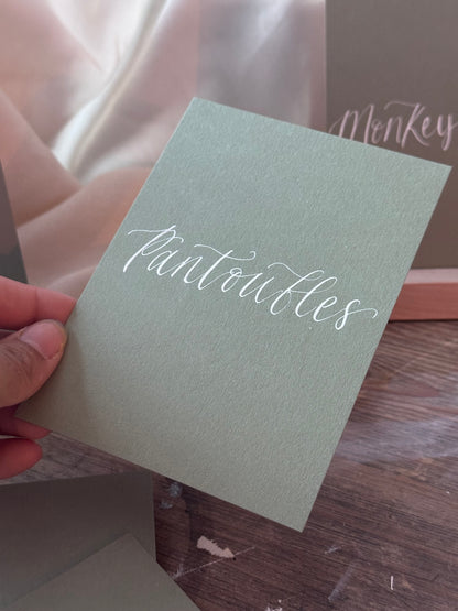 CUSTOM EUCALYPTUS Calligraphy Wedding Sign | A5 A6 A7 Calligraphy Wedding Card Sign, Present Sign, Thank you sign