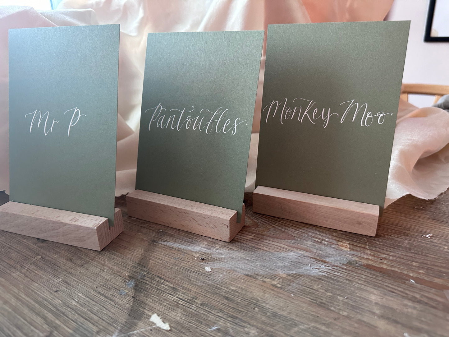 CUSTOM EUCALYPTUS Calligraphy Wedding Sign | A5 A6 A7 Calligraphy Wedding Card Sign, Present Sign, Thank you sign