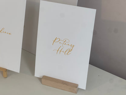 Custom Printed Table Name & Number Colour Text | Personalised Wedding A4 A5 A6 Sign