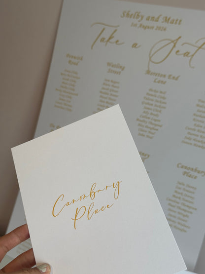 Custom Printed Table Name & Number Colour Text | Personalised Wedding A4 A5 A6 Sign