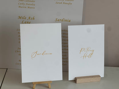 Custom Printed Table Name & Number Colour Text | Personalised Wedding A4 A5 A6 Sign