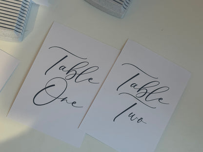 Custom Printed Table Name & Number  | Personalised Wedding A4 A5 A6 Sign