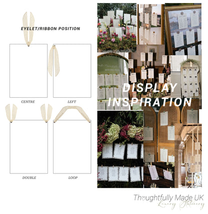 Custom Ribbon Calligraphy Wedding Table Plan Cards | A5 Personalised Seating Chart Signs