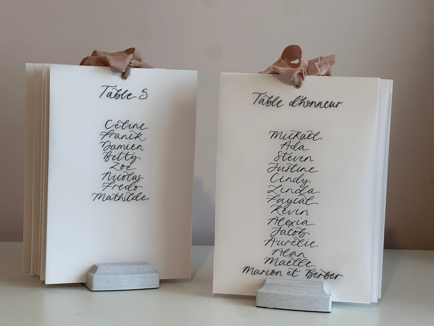 Ribbon Calligraphy Vellum Table Plan Card | A5 Calligraphy Wedding Table Plan Card | Gold or Silver Eyelet