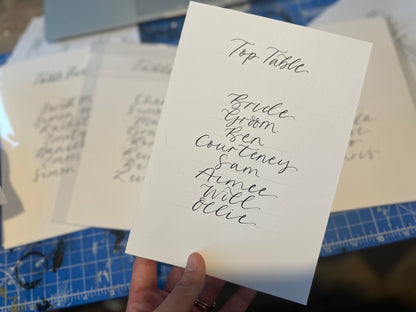 Calligraphy Wedding A5 Table Plan Card | White OR Colour Card Hand Written Calligraphy Table Plan Card | Mirror Table Plan Cards | DIY Table Plan Card