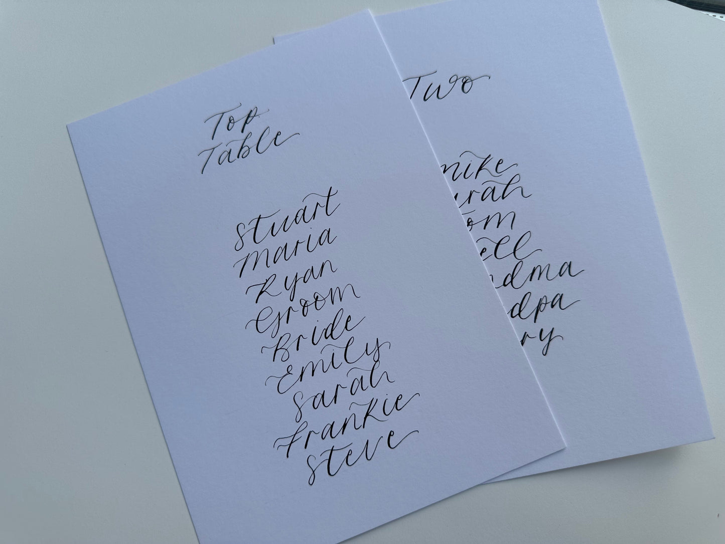 Calligraphy Wedding A5 Table Plan Card | White OR Colour Card Hand Written Calligraphy Table Plan Card | Mirror Table Plan Cards | DIY Table Plan Card