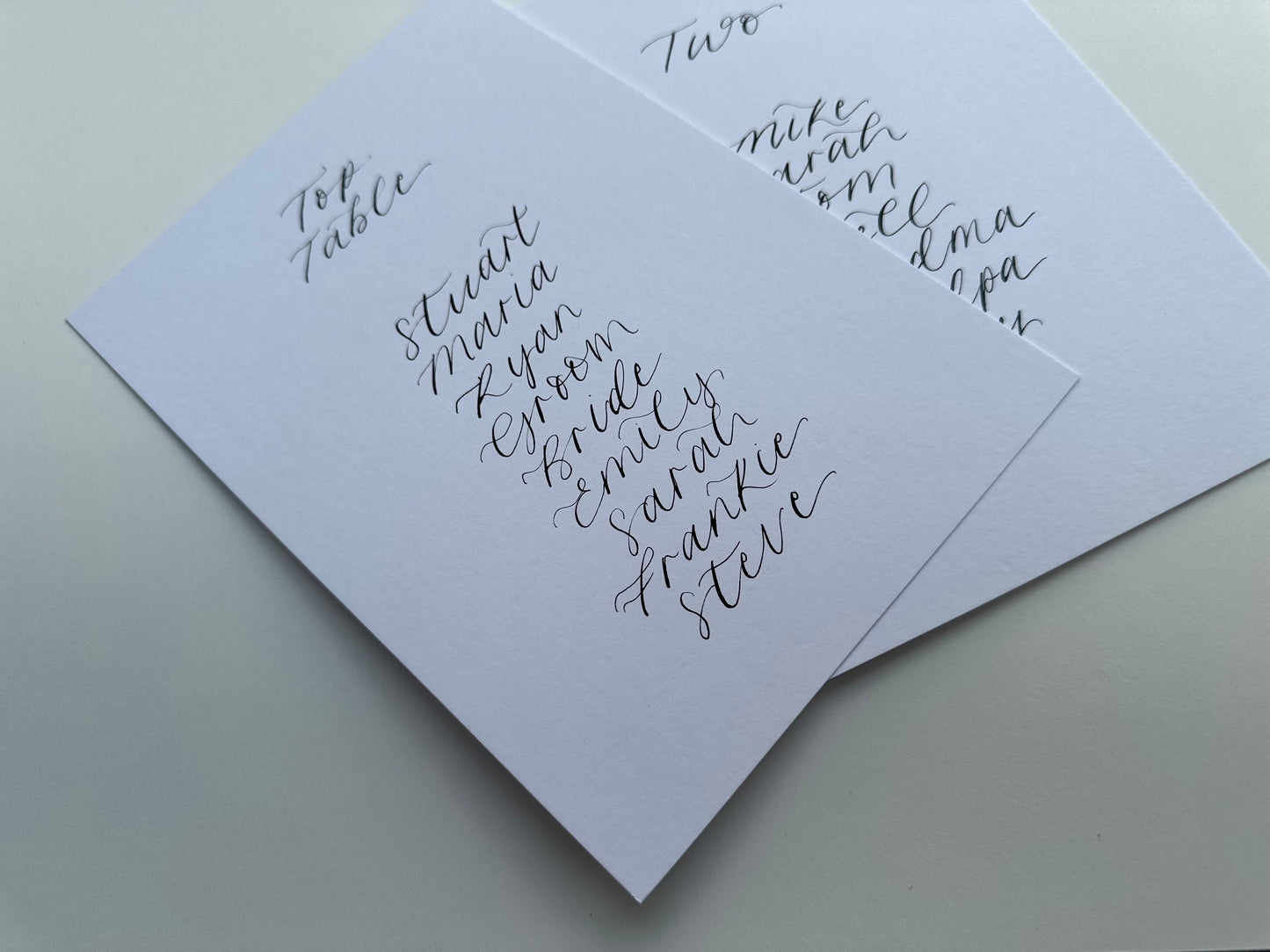 Calligraphy Wedding A5 Table Plan Card | White OR Colour Card Hand Written Calligraphy Table Plan Card | Mirror Table Plan Cards | DIY Table Plan Card