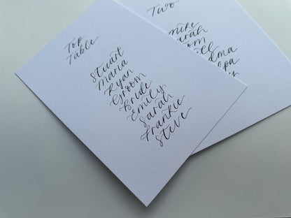 Calligraphy Wedding A5 Table Plan Card | White OR Colour Card Hand Written Calligraphy Table Plan Card | Mirror Table Plan Cards | DIY Table Plan Card