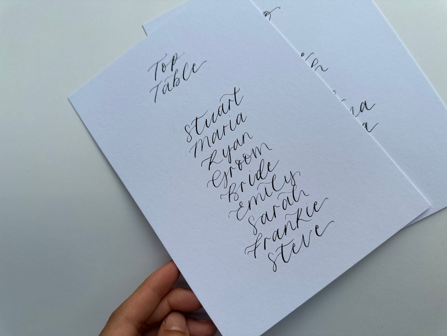 Calligraphy Wedding A5 Table Plan Card | White OR Colour Card Hand Written Calligraphy Table Plan Card | Mirror Table Plan Cards | DIY Table Plan Card