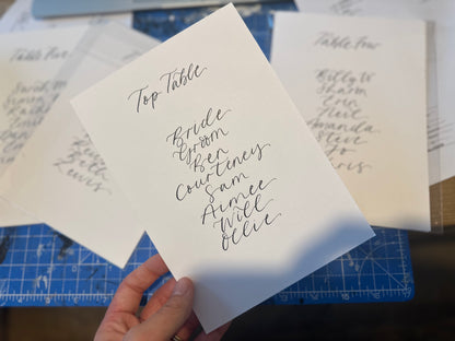 Calligraphy Wedding A5 Table Plan Card | White OR Colour Card Hand Written Calligraphy Table Plan Card | Mirror Table Plan Cards | DIY Table Plan Card